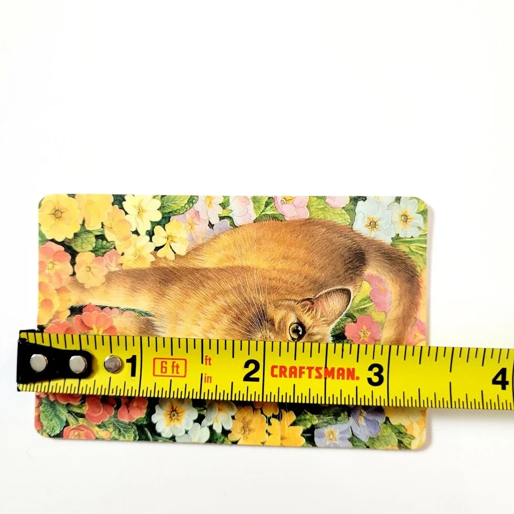 Vintage 90s Lesley Ivory Cats Card Bookmark- Spiro in Primulas 1990 Antioch W213